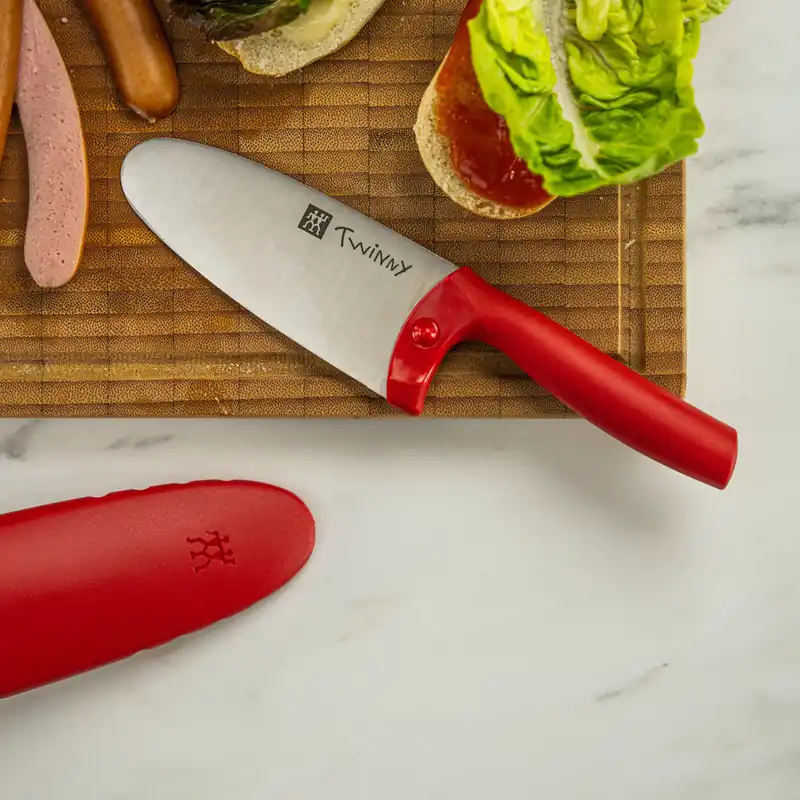 ZWILLING Twinny 10 cm czerwony - nóż szefa kuchni ze stali nierdzewnej z osłonką Łatwy zwrot