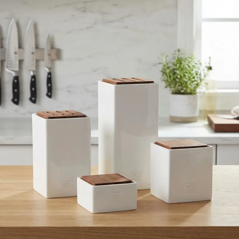 ZWILLING Storage 4 szt. - zestaw pojemników ceramicznych na noże i przybory kuchenne oraz na produkty sypkie Promocja